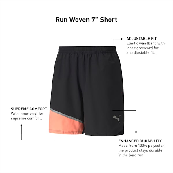 RUN 7" Woven Men's Running Shorts, Puma Black-Nrgy Peach, extralarge-IND